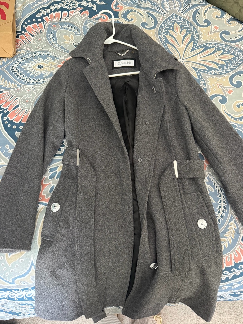 Calvin Klein Women's Dark Gray Trench Coat